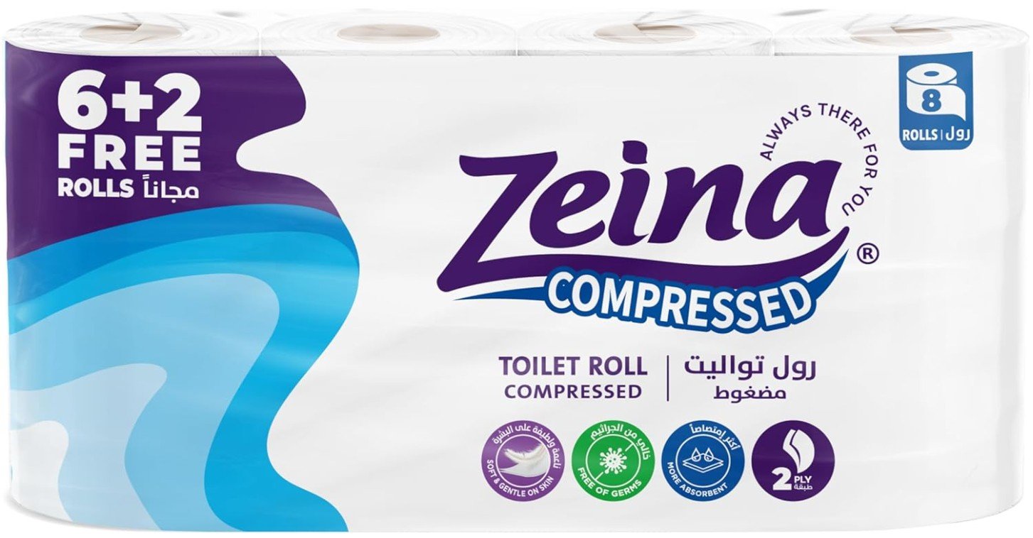Zeina Compressed Toilet Roll - 8 Rolls