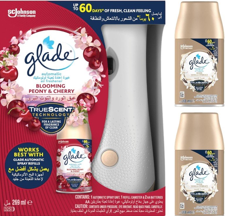 Glade 1 Automatic Spray Unit with Blooming - Cherry Air freshener Refill Canister - 269 ml