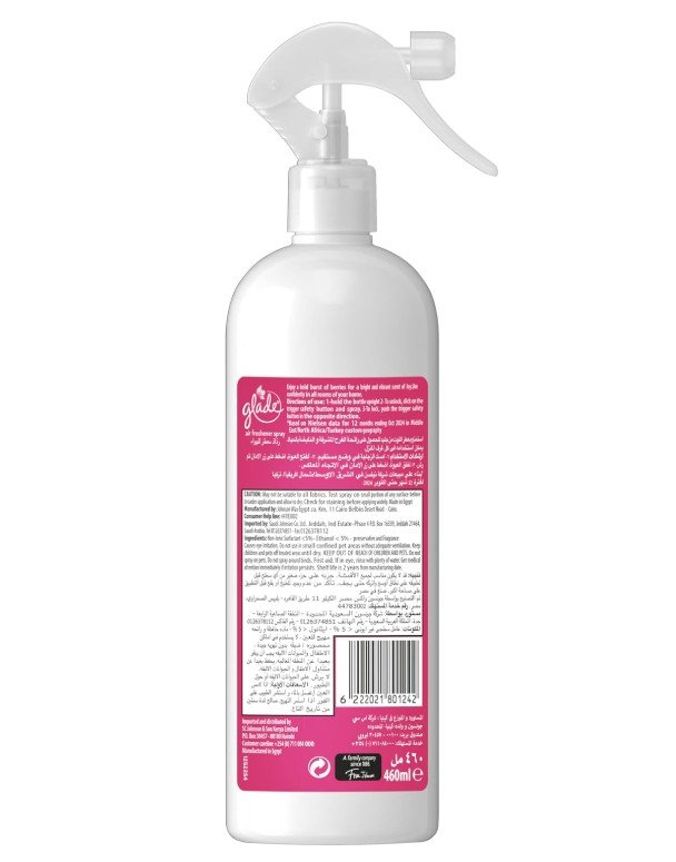 Glade Multispray Berries Air Freshener, Eliminates Unwanted Odour On both Air & Fabric, 460ml