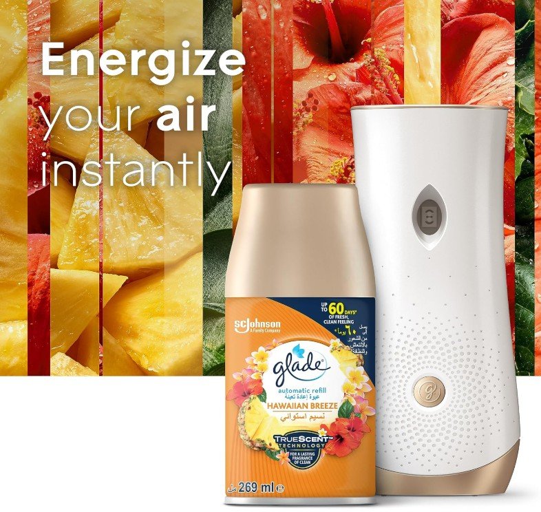 Glade Automatic Refill Hawaiian Breeze Home Fregrance,269 Ml -Automatic Hawaiian Breeze Home Freshener Refil