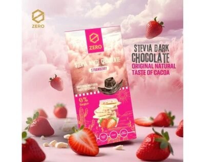 Zero Stevia White Chocolate with Strawberry 85g